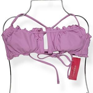 Xhilaration Lettuce trim Lace up Bikini Top Medium Jrs. 4-6